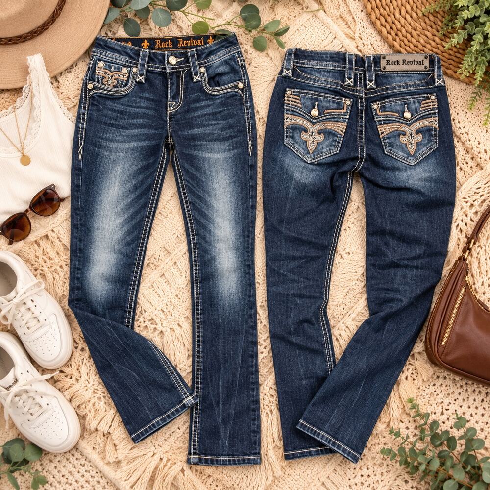 Rock Revival Dark Wash Axteen Skinny Jeans Size 27